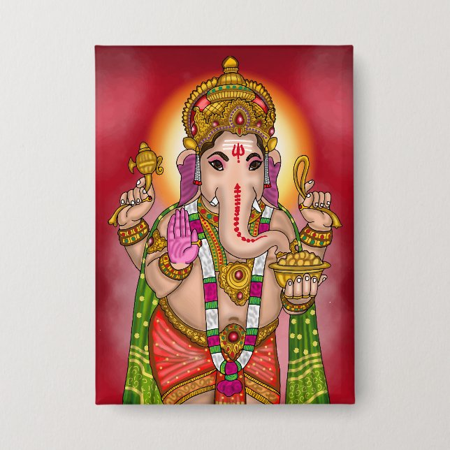 Badge Bouton Seigneur Ganesha (Recto)