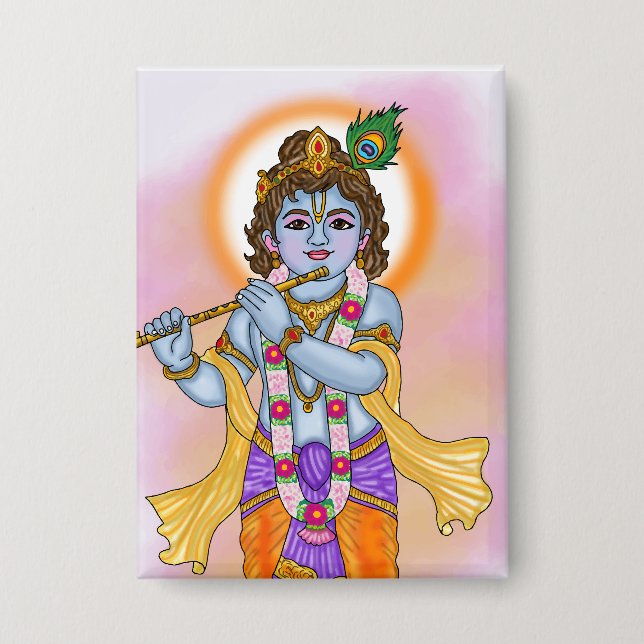 Badge Bouton Seigneur Krishna (Recto)