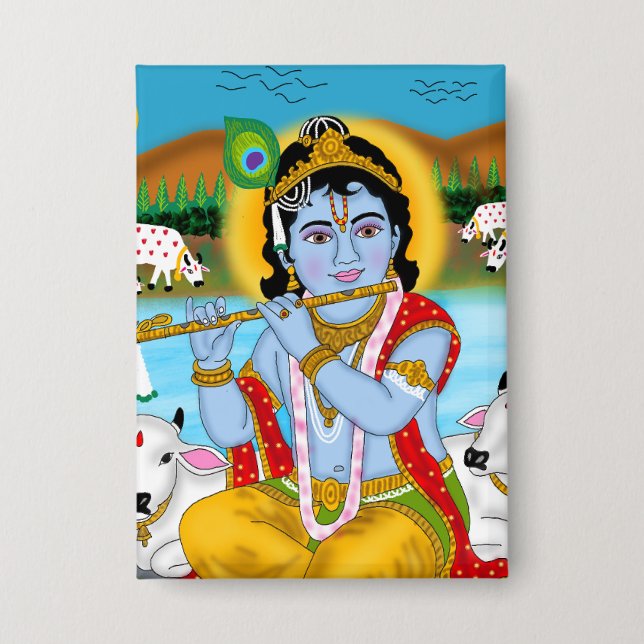 Badge Bouton Seigneur Krishna (Recto)