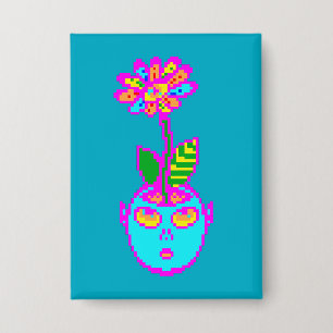 Badge Bouton TÊTE DE POT de Pixel psychédélique