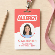 Bracelet d'alerte d'allergie alimentaire pour enfa