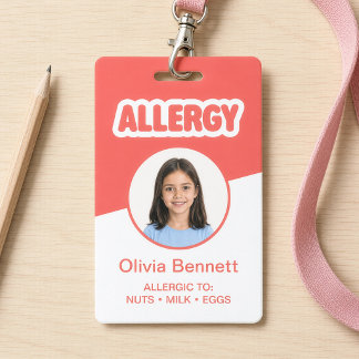 Badge Bracelet d'alerte d'allergie alimentaire pour enfa