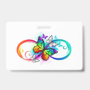 Badge Bright infinity with rainbow butterfly