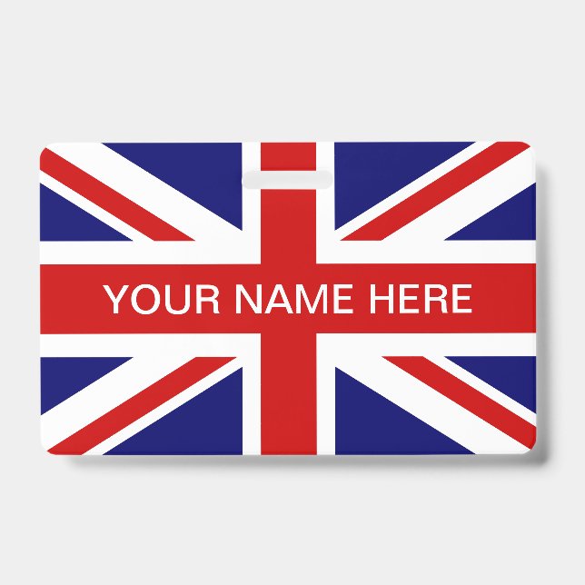 Badge British Union Jack flag personalized name (Face)