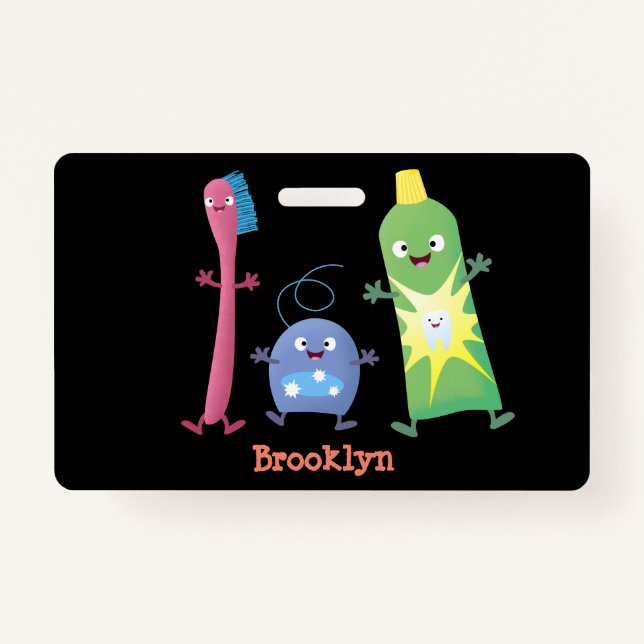 Badge Brosse à dents mignonne dentifrice dentaire soie d (Devant)