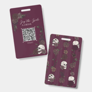 Badge Burgundy Skull Bride Boire QR