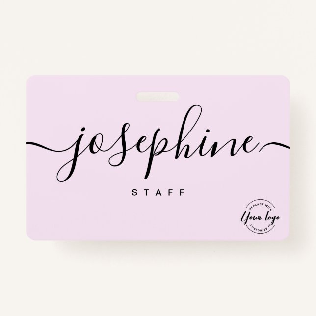 Badge Business logo Custom script name pink staff (Devant)