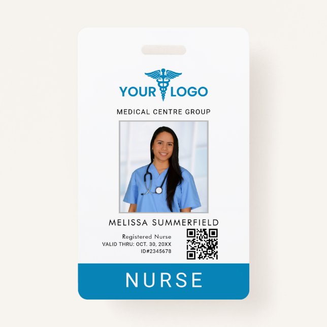 Badge Business Logo QR Code Registered Nurse Photo ID  (Devant)