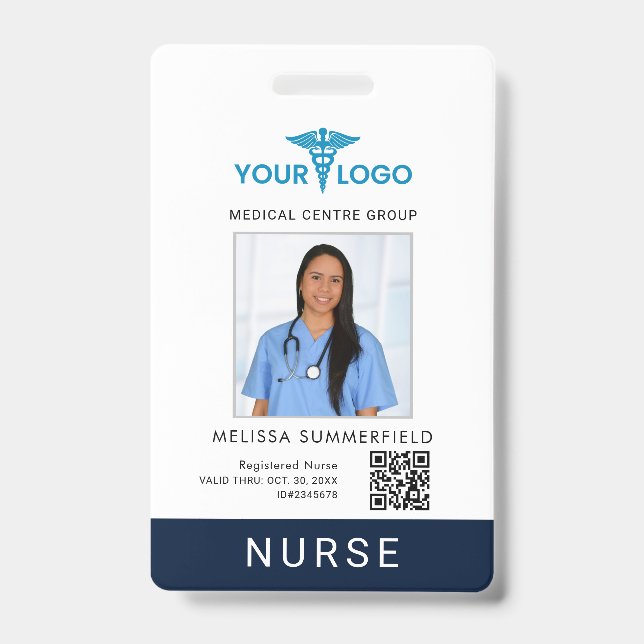 Badge Business Logo QR Code Registered Nurse Photo ID (Avant)