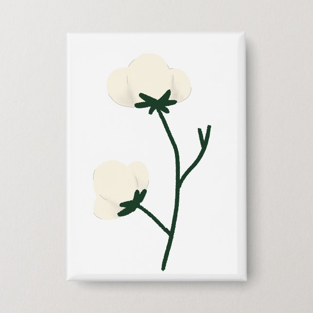 Badge Cadeau botanique de branche de coton blanc rustiqu (Recto)