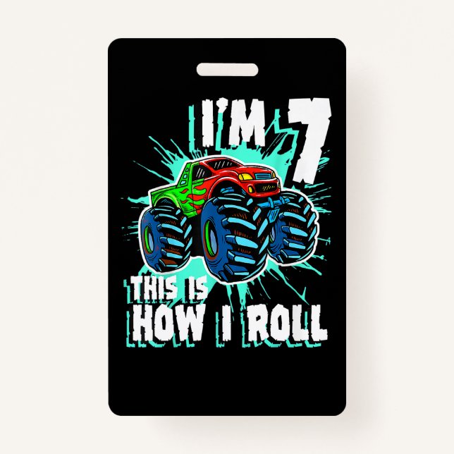 Badge Cadeau d'anniversaire de 7 ans pour Monster Truck  (Devant)