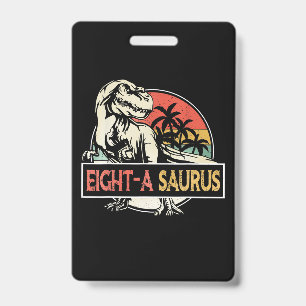 Badge Cadeau d'anniversaire de dinosaure T-Rex âgé de 8