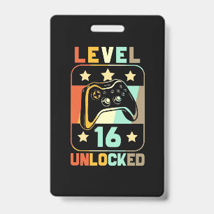 Badge Cadeau d'anniversaire Niveau 16 débloqué Vintage