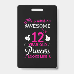 Badge Cadeau d'anniversaire pour fille de 12 ans princes