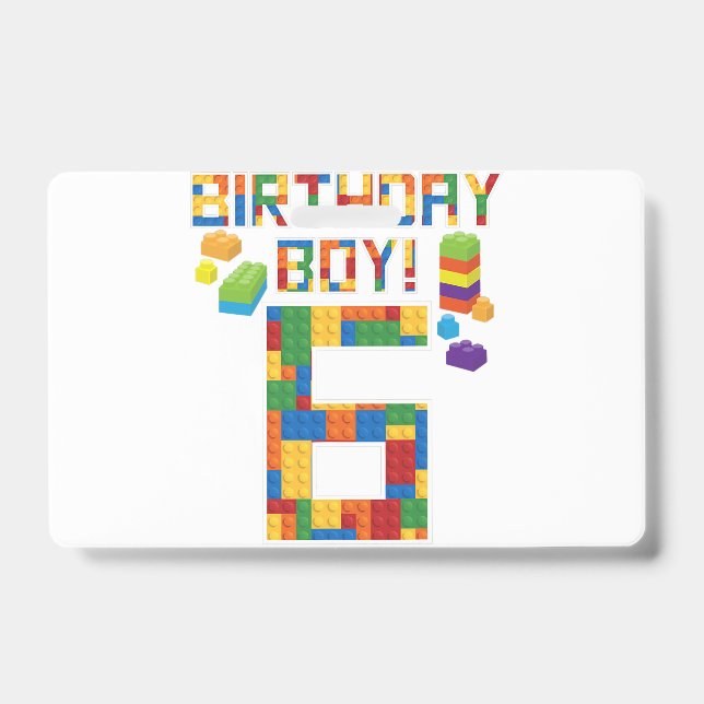 Badge Cadeau de 6ème anniversaire mignon 6 ans Bloc de c (Avant)