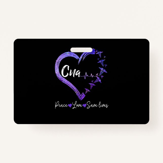 Badge Cadeau de l'infirmière| Amour CNA Peace Love Lives (Devant)