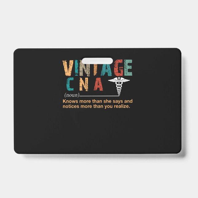 Badge Cadeau de l'infirmière| CNA Vintage Cadeau signifi (Avant)