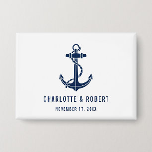 Badge Cadeau de mariage moderne pour la plage avec ancre