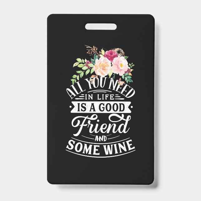 Badge Cadeau de Noël | Bon ami et un peu de vin (Avant)