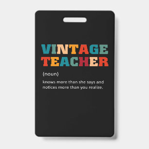 Badge Cadeau Enseignant Vintage Enseignant