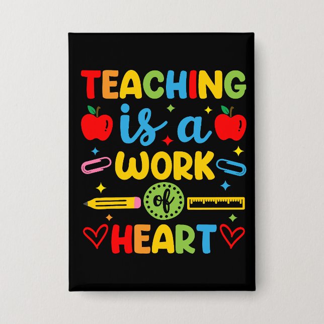 Badge Cadeau pour enseignant : enseigner est une œuvre d (Recto)