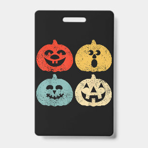 Badge Cadeau Rétro Drôle de Citrouille d'Halloween Vinta