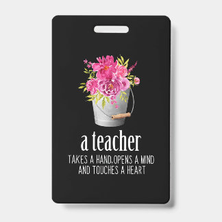 Badge Cadeaux Enseignant | Un enseignant prend une main