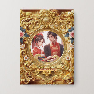 Badge Cadre de sculpture chinois Golden Faux