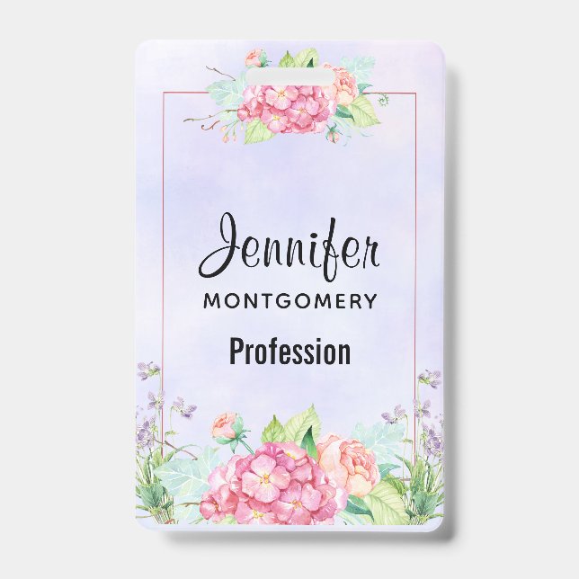 Badge Cadre floral aquarelle rose moderne (Avant)