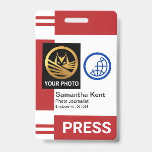 Badge Cadre photo spécial Colonnes Red Stripe Presse ID