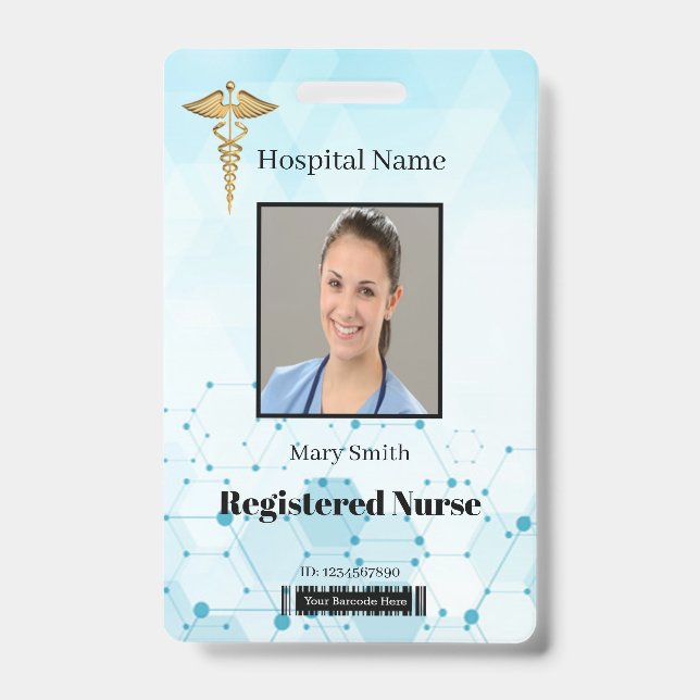 Badge Caduceus Molecule ID photo vertical Médicale (Avant)