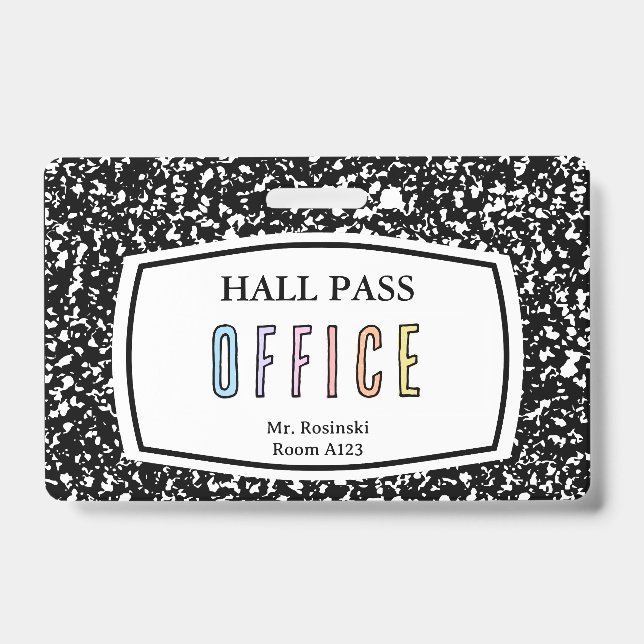 Badge cahier de composition laissez-passer de salle pour (Avant)