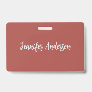 Badge Calligraphie Élégante Brique Rouge Personnalisée