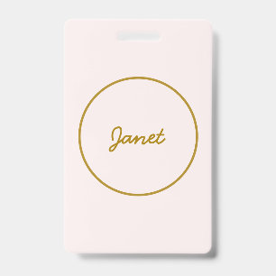 Badge Calligraphie élégante de couleur or et pastel Nom