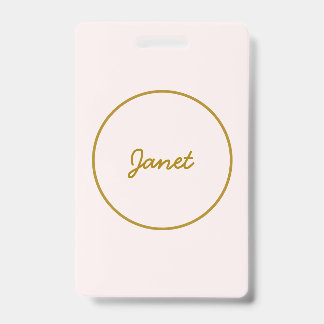 Badge Calligraphie élégante de couleur or et pastel Nom 