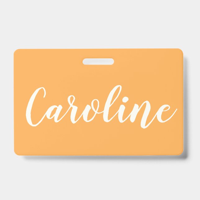 Badge Calligraphie moderne tendance jaune nom personnali (Avant)