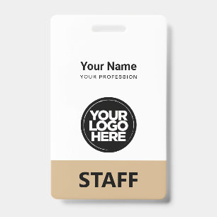 Badge Camel Beige Nom de l'employé Logo de l'entreprise 