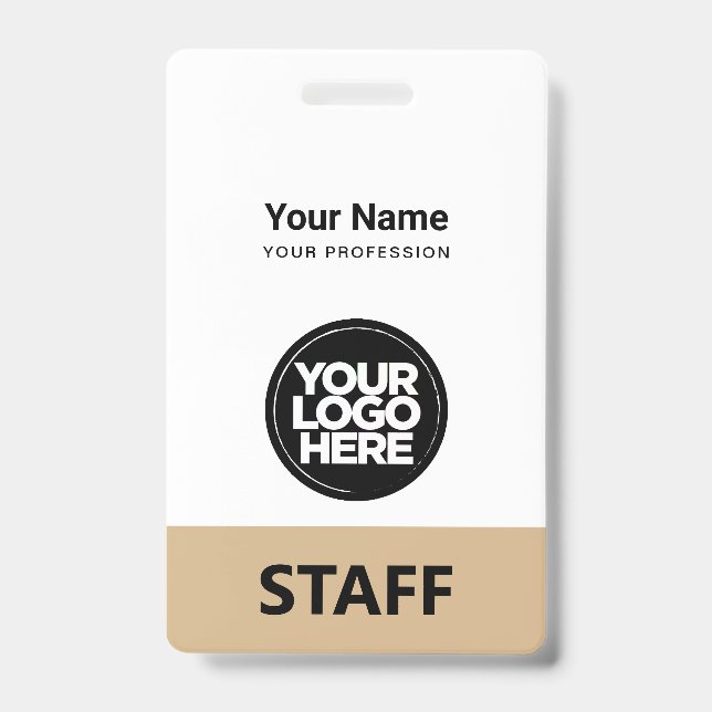 Badge Camel Beige Nom de l'employé Logo de l'entreprise  (Avant)