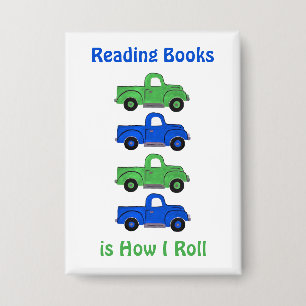 Badge Camion Vintage Lisant des Livres Comment Je Roule
