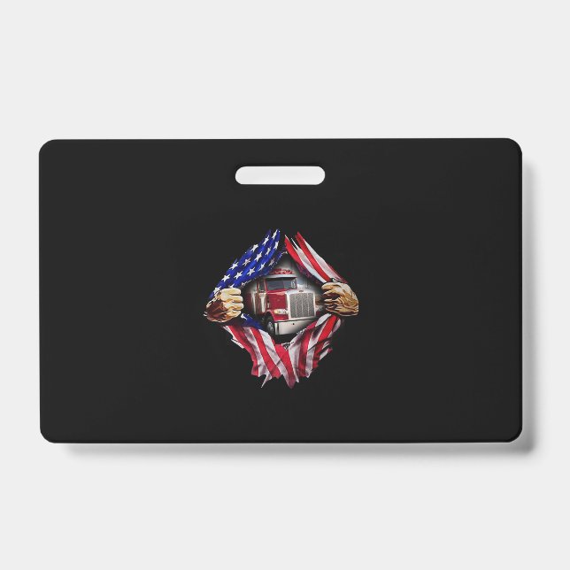 Badge Camionneur Drapeau Américain Camion (Avant)