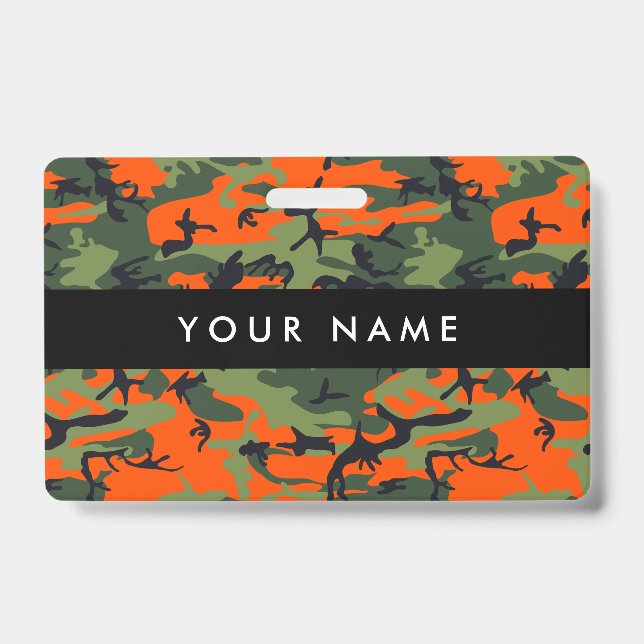 Badge Camo Vert et Orange, Camouflage, Militaire, Armée (Avant)