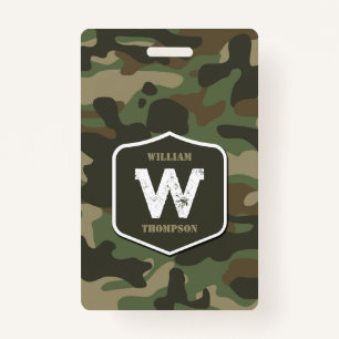 Badge Camouflage vert Camo Motif de l'armée Monogramme