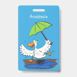 Badge Canard drôle avec parapluie dessin animé dansant