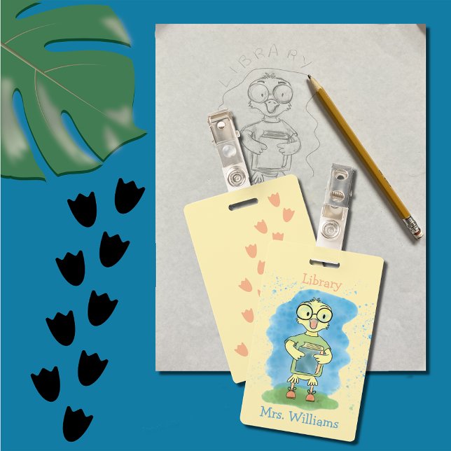 Badge Canard mignon avec un laissez-passer de salle de b (Créateur téléchargé)