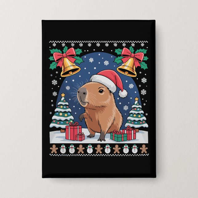 Badge Capybara Animal Lover Xmas Gift Ugly Capybara  (Recto)