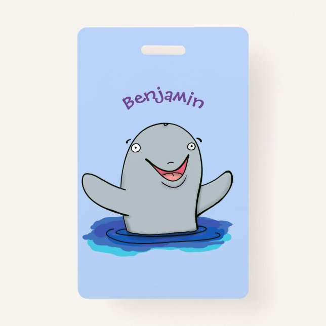 Badge Caricature adorable de marsouin (Devant)