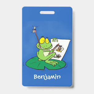 Badge Caricature amusante de grenouille verte