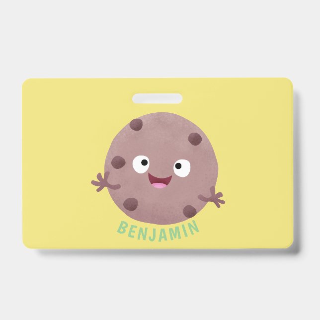 Badge Caricature de biscuit à puce en chocolat (Avant)