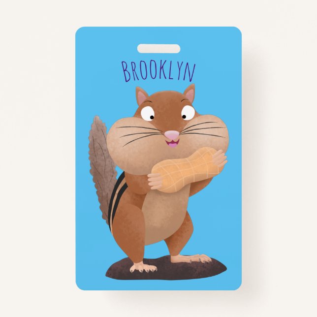 Badge Caricature de chipmunk à grosses joues mignonnes (Devant)