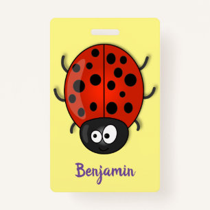 Badge Caricature de coccinelle rouge joyeux